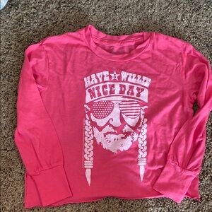 Rowdy Sprout Pink Long Sleeve Tee with Graphic Design